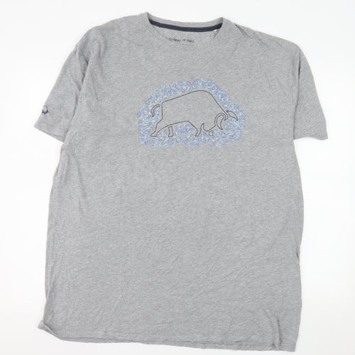 Raging Bull Men's Grey 2XL Graphic Bull Cotton T-Shirt