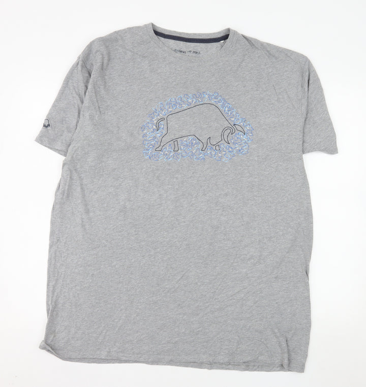 Raging Bull Men's Grey 2XL Graphic Bull Cotton T-Shirt