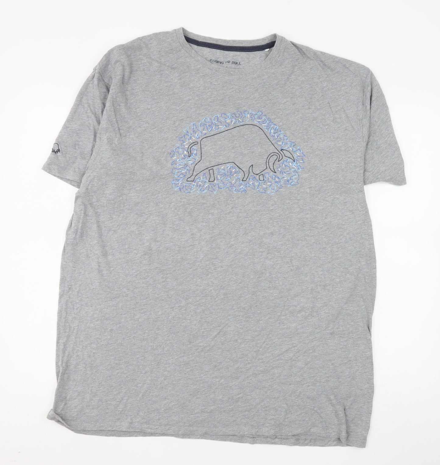Raging Bull Men's Grey 2XL Graphic Bull Cotton T-Shirt