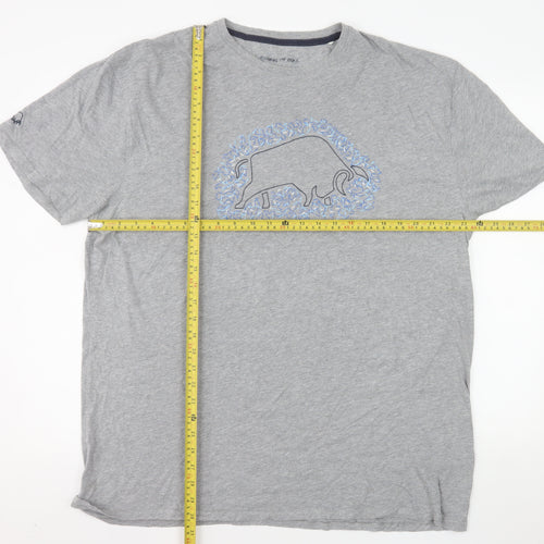 Raging Bull Men's Grey 2XL Graphic Bull Cotton T-Shirt