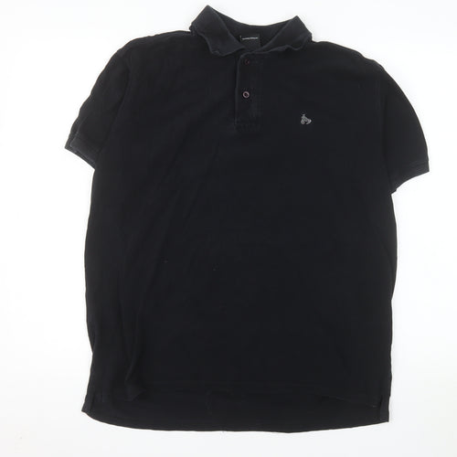 Money Men’s Black Cotton Polo Shirt Size L Regular Fit
