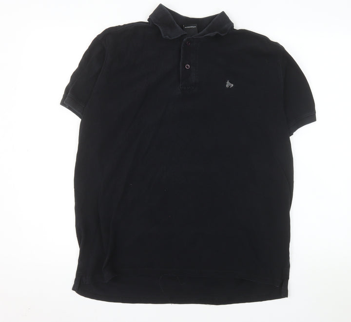 Money Men’s Black Cotton Polo Shirt Size L Regular Fit