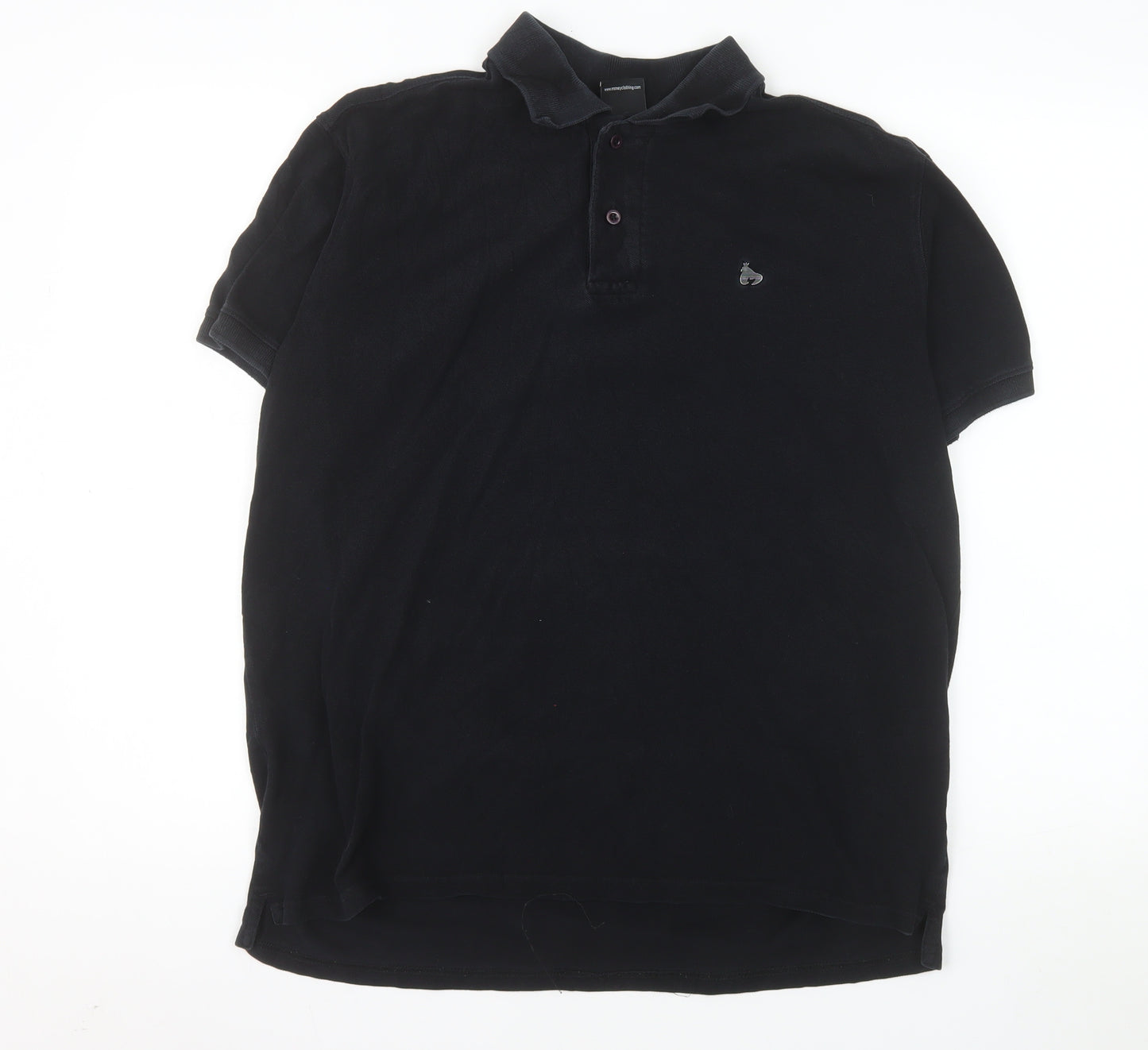 Money Men’s Black Cotton Polo Shirt Size L Regular Fit