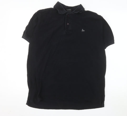 Money Men’s Black Cotton Polo Shirt Size L Regular Fit