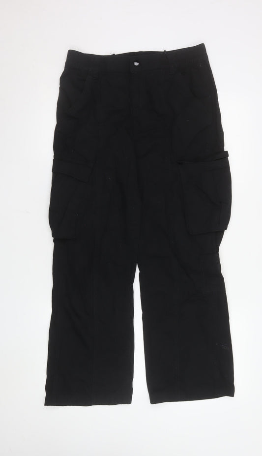 H&M Divided Women's Black Cargo Trousers Size 10 Cotton Casual