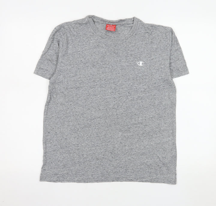 Champion Women Grey Basic Cotton T-Shirt M Short Sleeve Casual
