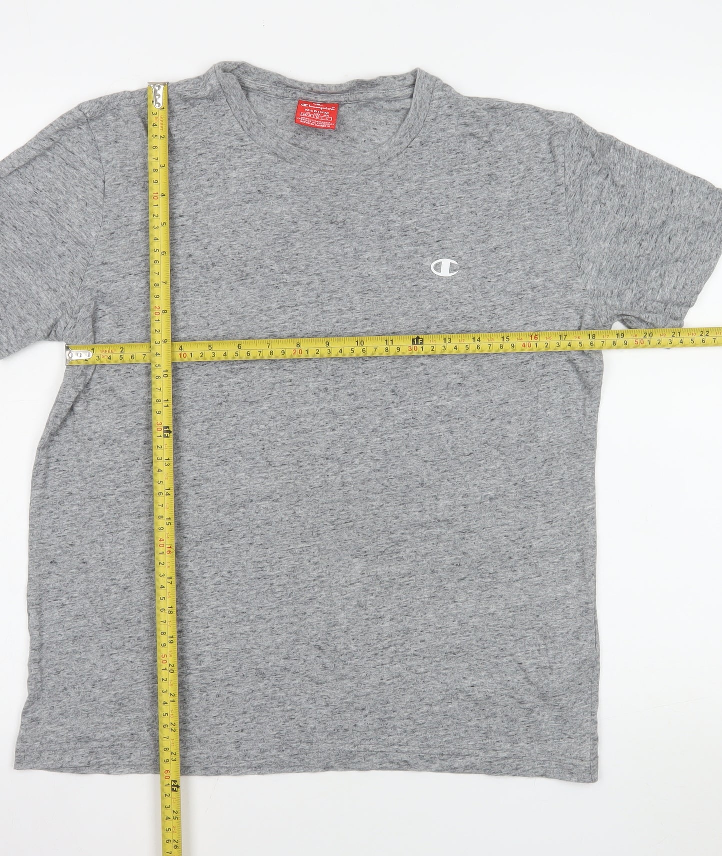 Champion Women Grey Basic Cotton T-Shirt M Short Sleeve Casual