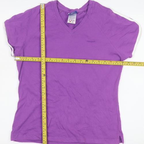 Reebok Womens Purple V-Neck Short Sleeve Cotton T-Shirt L