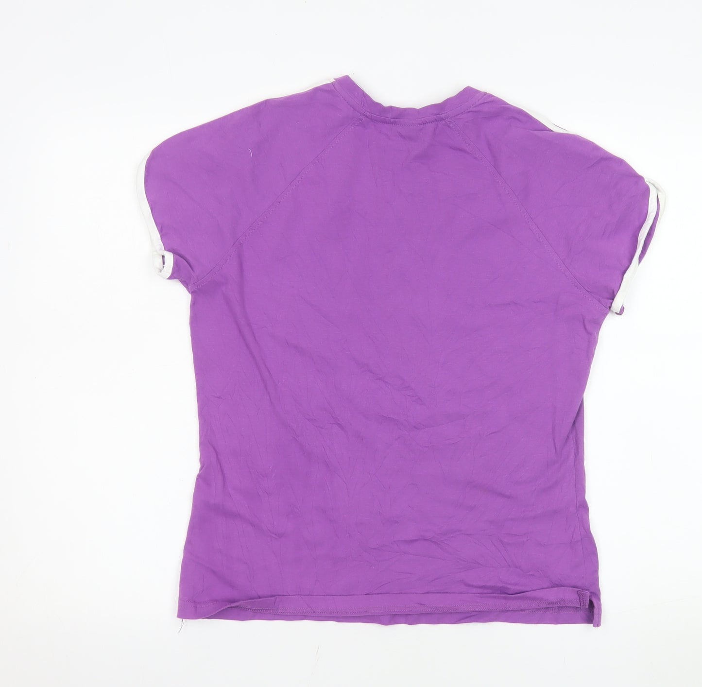 Reebok Womens Purple V-Neck Short Sleeve Cotton T-Shirt L