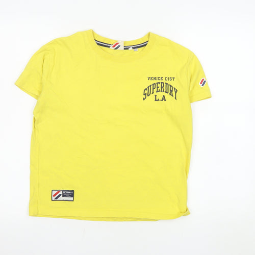 Superdry Women's Yellow Basic Cotton T-Shirt Size 8