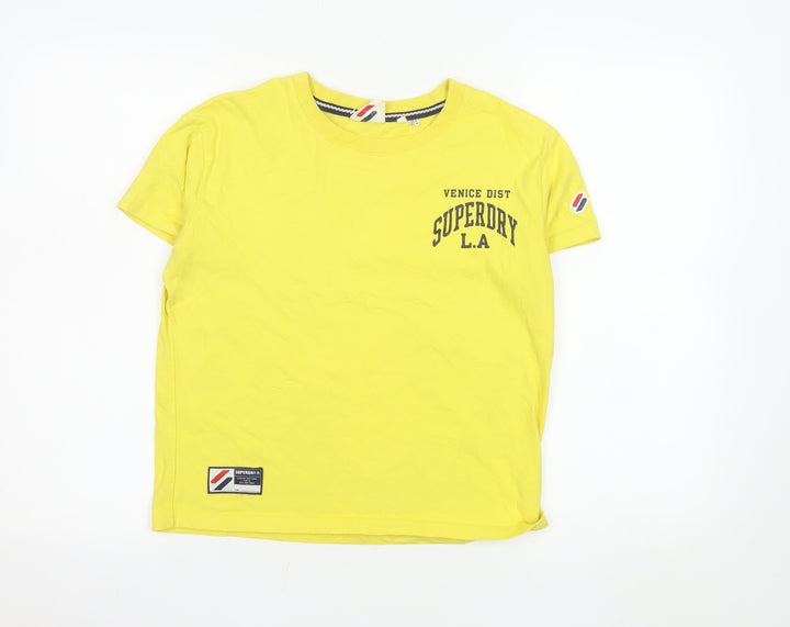Superdry Women's Yellow Basic Cotton T-Shirt Size 8