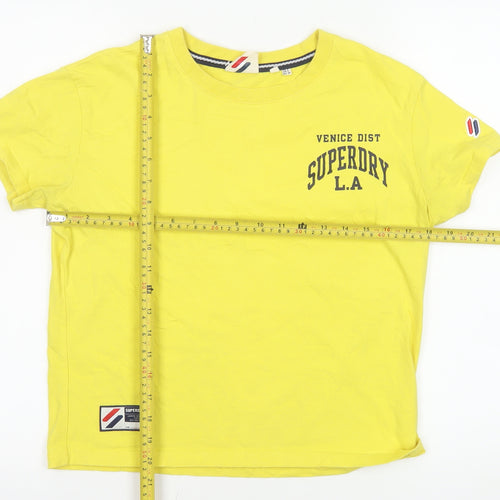 Superdry Women's Yellow Basic Cotton T-Shirt Size 8