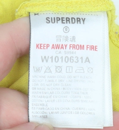 Superdry Women's Yellow Basic Cotton T-Shirt Size 8
