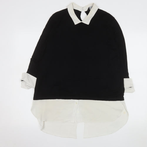 Dorothy Perkins Women's Black Collared Long Sleeve Blouse Size 14