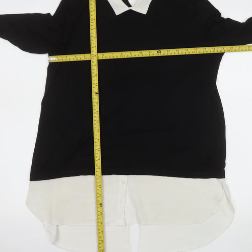 Dorothy Perkins Women's Black Collared Long Sleeve Blouse Size 14