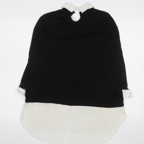 Dorothy Perkins Women's Black Collared Long Sleeve Blouse Size 14