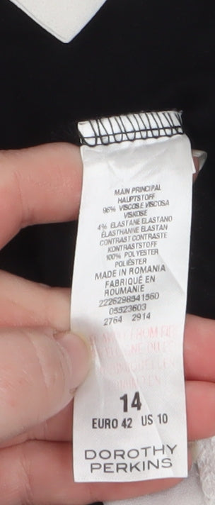 Dorothy Perkins Women's Black Collared Long Sleeve Blouse Size 14