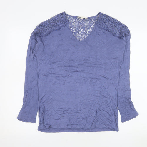 Marks and Spencer Women’s Blue Lace Shoulder Long Sleeve Viscose Blouse Size S