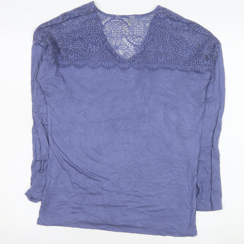 Marks and Spencer Women’s Blue Lace Shoulder Long Sleeve Viscose Blouse Size S