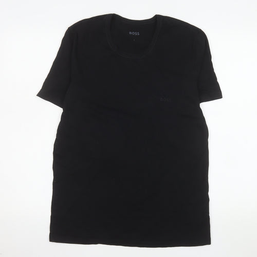 BOSS Men's Black Cotton Crew Neck Short Sleeve T-Shirt Size L