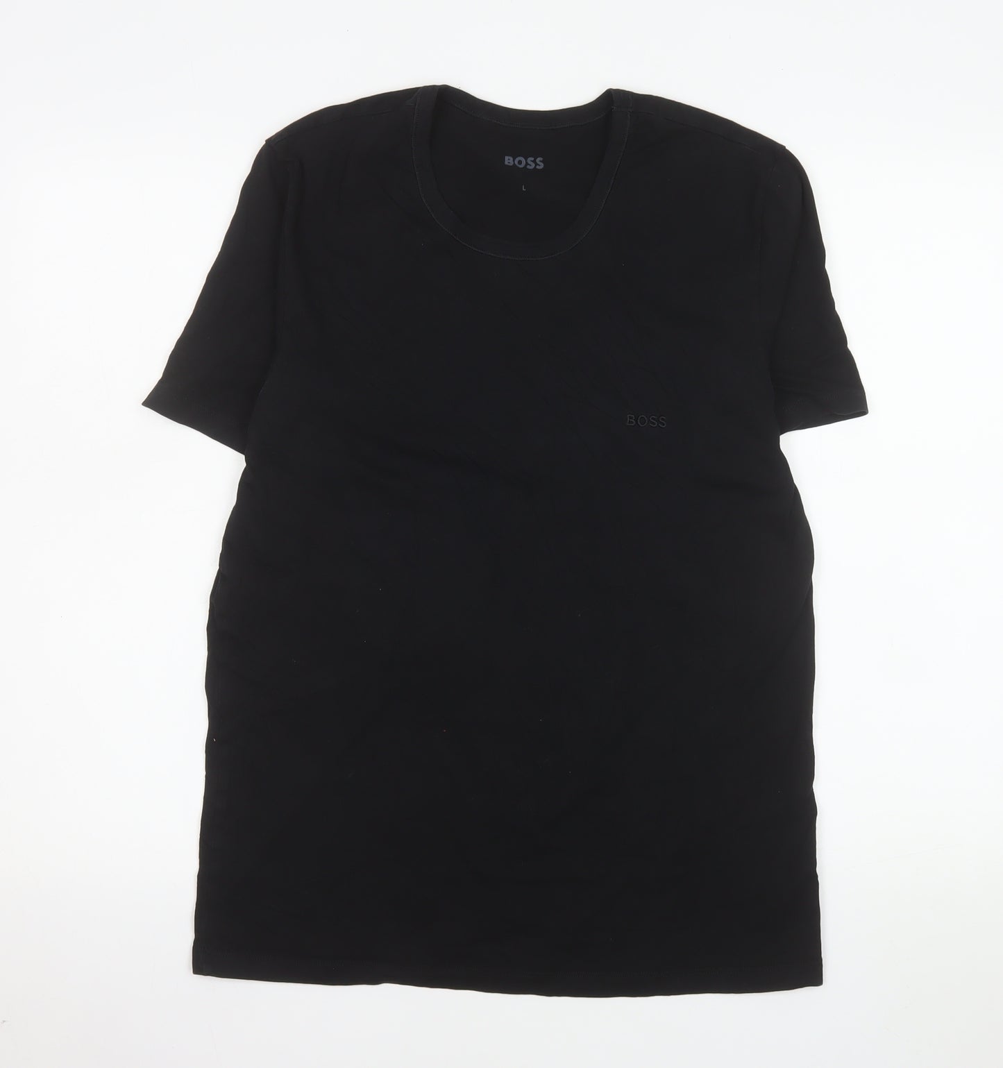 BOSS Men's Black Cotton Crew Neck Short Sleeve T-Shirt Size L