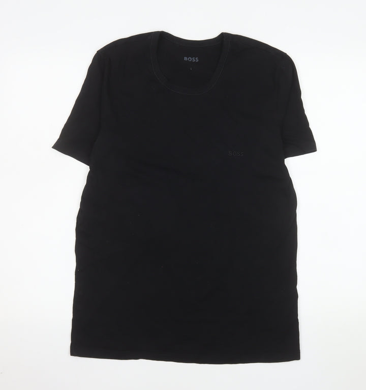 BOSS Men's Black Cotton Crew Neck Short Sleeve T-Shirt Size L