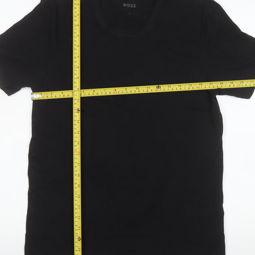 BOSS Men's Black Cotton Crew Neck Short Sleeve T-Shirt Size L