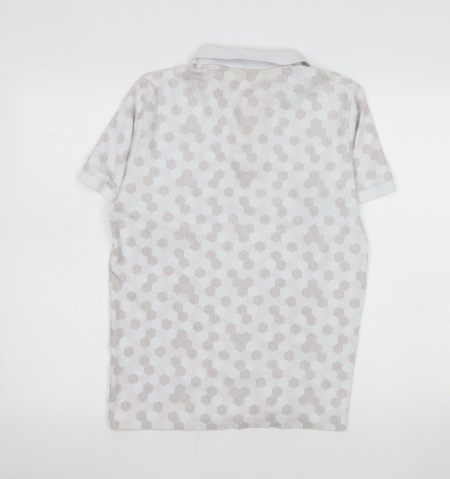 Hugo Boss Men's White Geometric Cotton Polo Shirt Size M