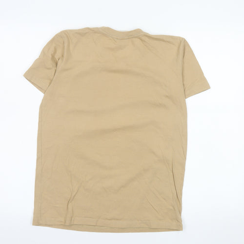 Spainzatime Men's Beige California Graphic Cotton T-Shirt M Retro Style
