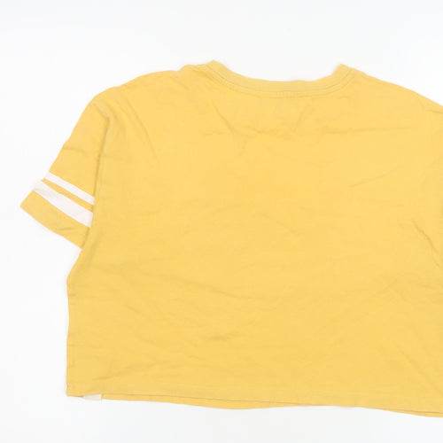Pull&Bear Womens Yellow Cropped T-Shirt Size 10 Relaxed Fit