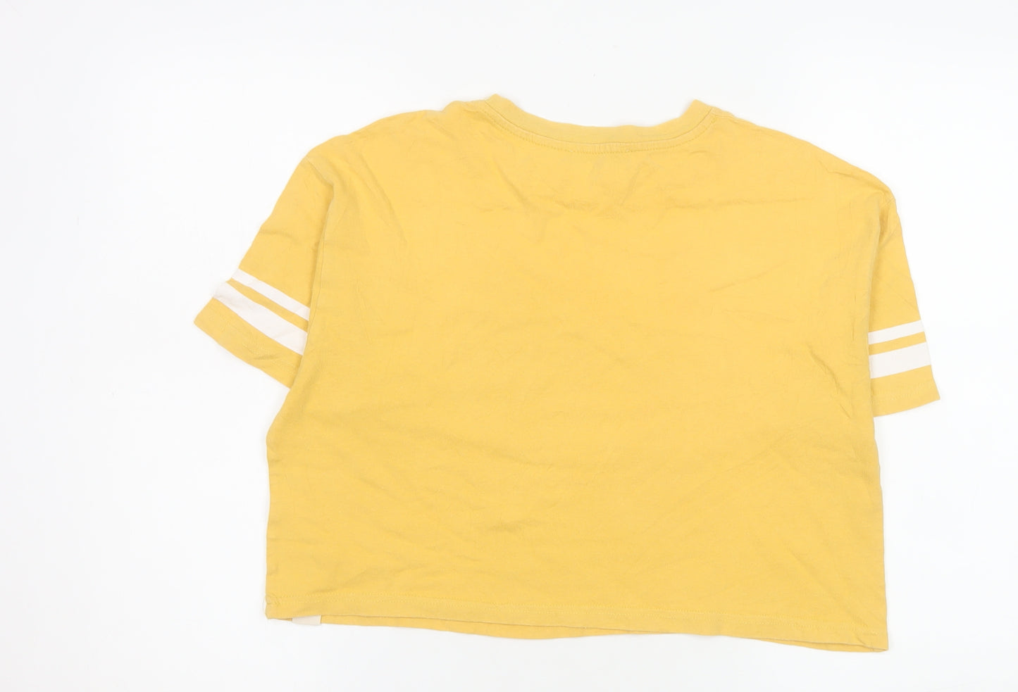 Pull&Bear Womens Yellow Cropped T-Shirt Size 10 Relaxed Fit