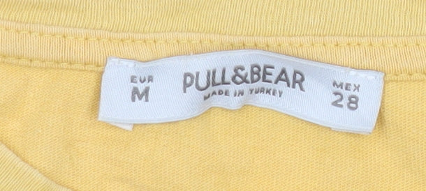Pull&Bear Womens Yellow Cropped T-Shirt Size 10 Relaxed Fit