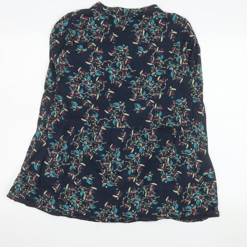 Nomads Womens Blue Floral V-Neck Long Sleeve Tunic Blouse Size 12