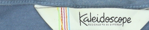 Kaleidoscope Womens Blue Cotton Floral Square Neck T-Shirt UK 10