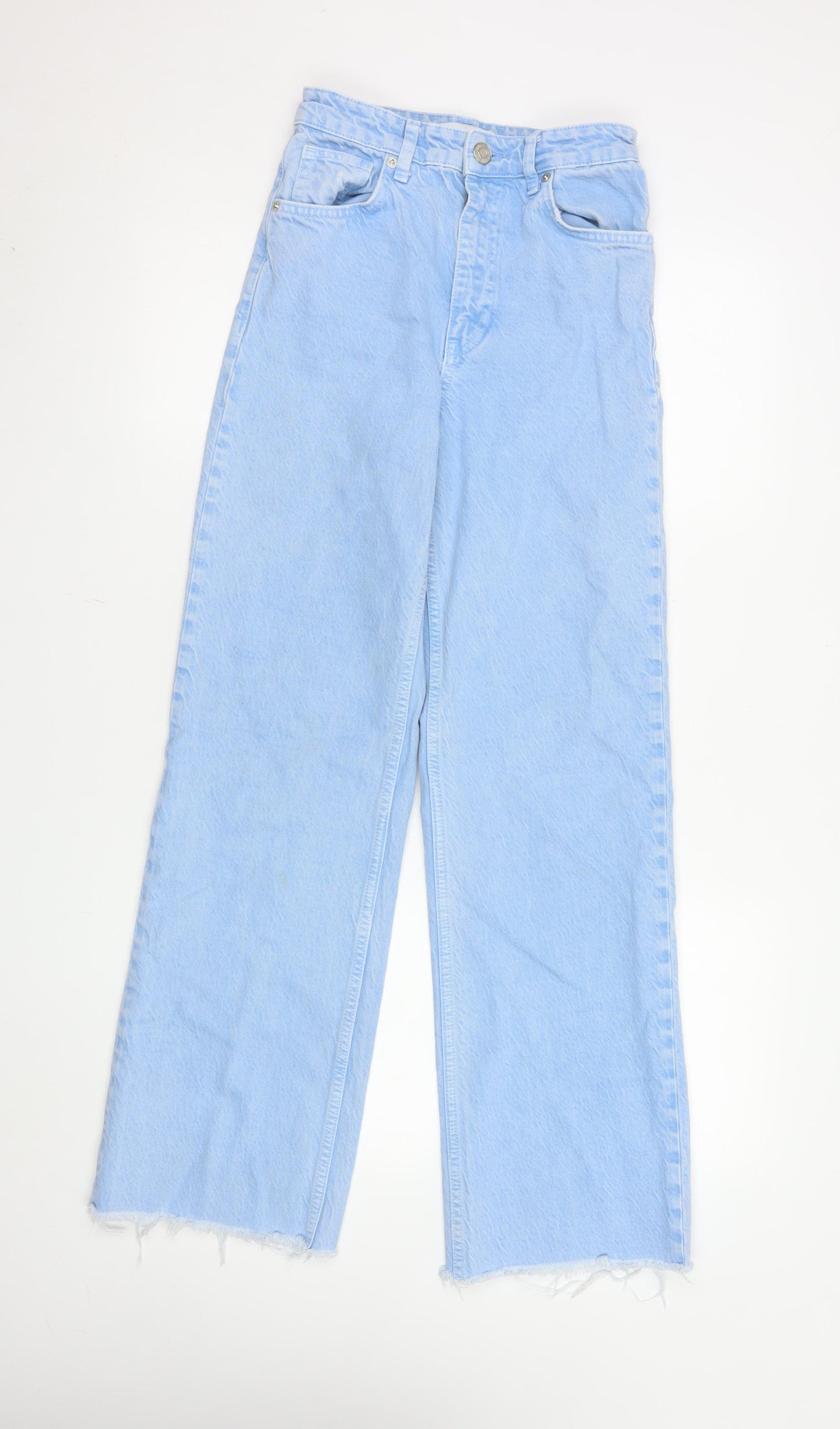 Zara Women's Blue High Rise Wide-Leg Jeans Size 6