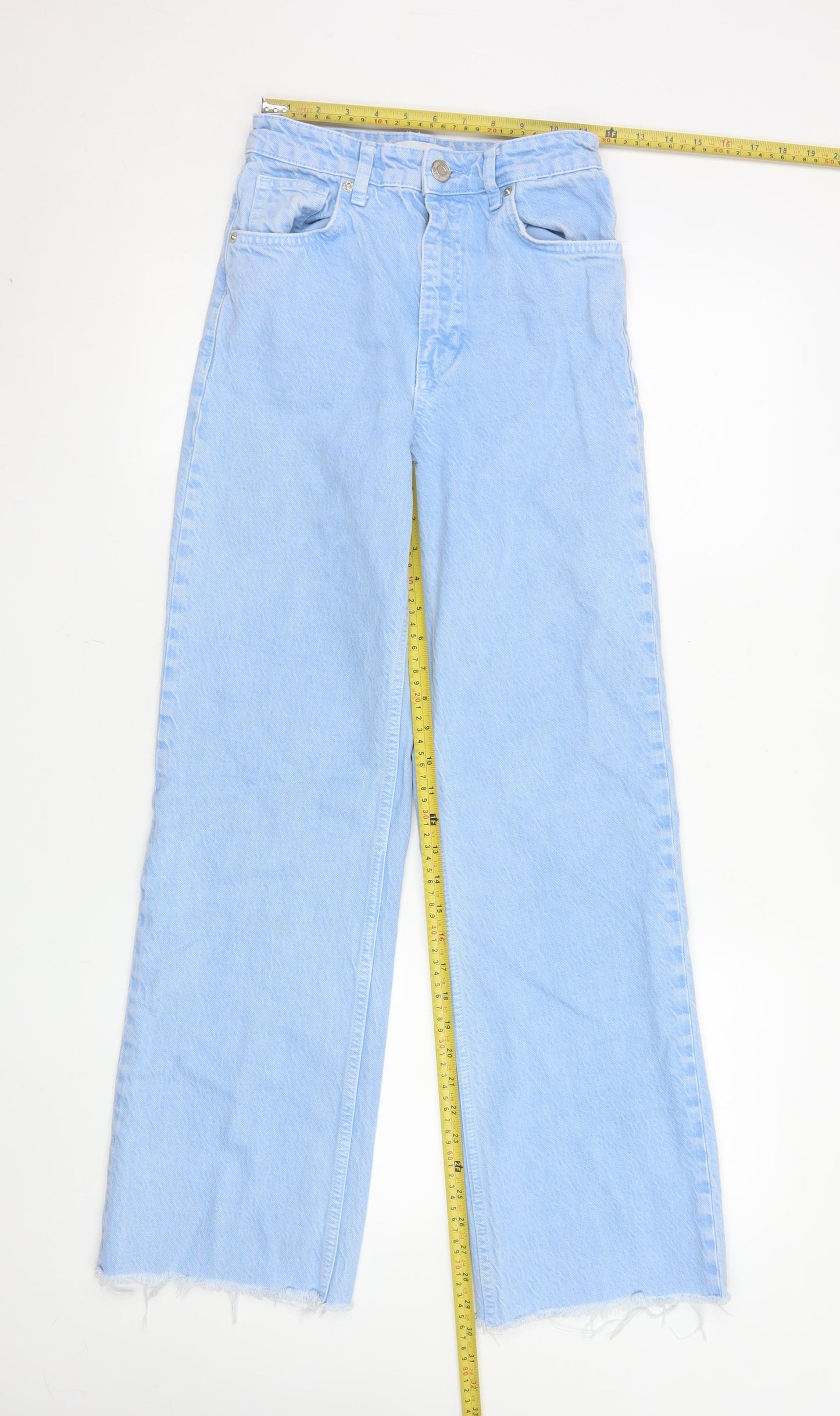 Zara Women's Blue High Rise Wide-Leg Jeans Size 6