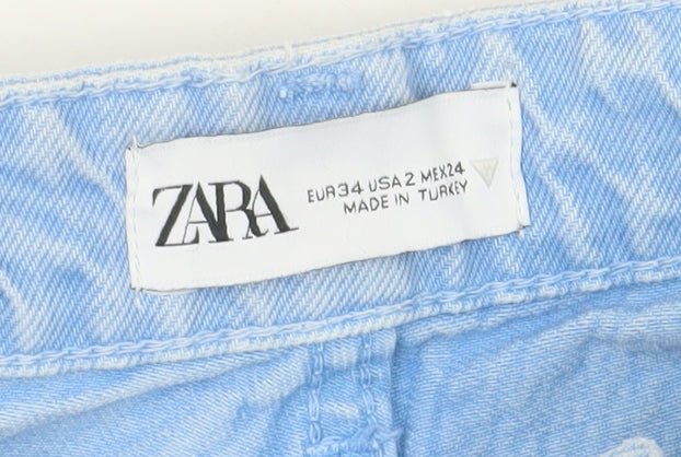 Zara Women's Blue High Rise Wide-Leg Jeans Size 6
