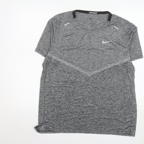 Nike Men's Grey Dri-FIT Running T-Shirt Size M Athletic Fit