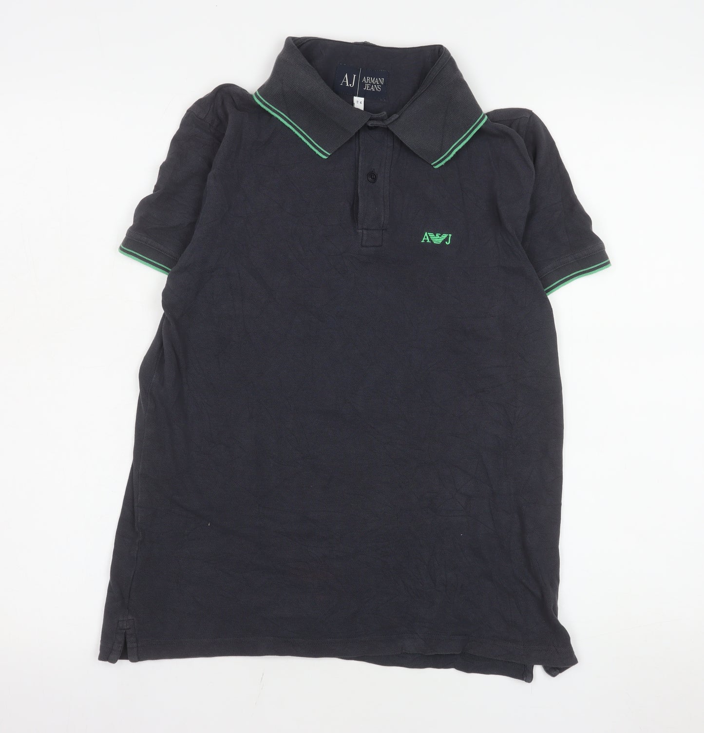 Armani Jeans Men's Black Collared Short Sleeve Cotton Polo M