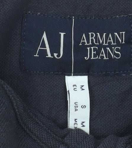 Armani Jeans Men's Black Collared Short Sleeve Cotton Polo M