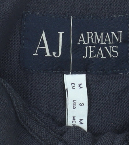 Armani Jeans Men's Black Collared Short Sleeve Cotton Polo M