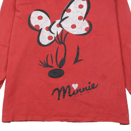Disney Womens Red Minnie Mouse Long Sleeve Nightshirt Size M