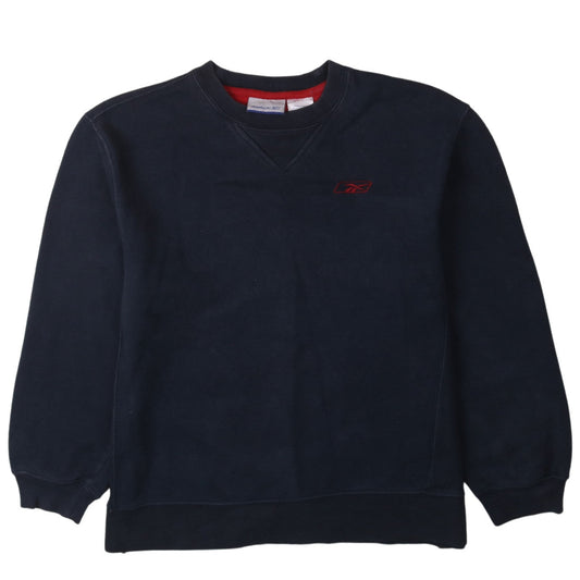 Reebok Womens Navy Blue Sweatshirt Cotton Blend Long Sleeve Pullover M