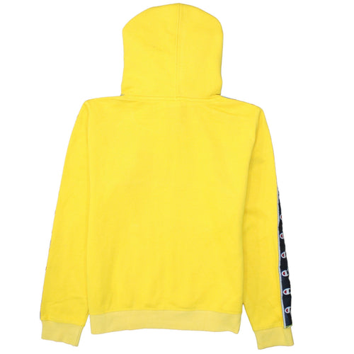 Champion Womens Yellow Pullover Hoodie Medium Logo Tape Casual