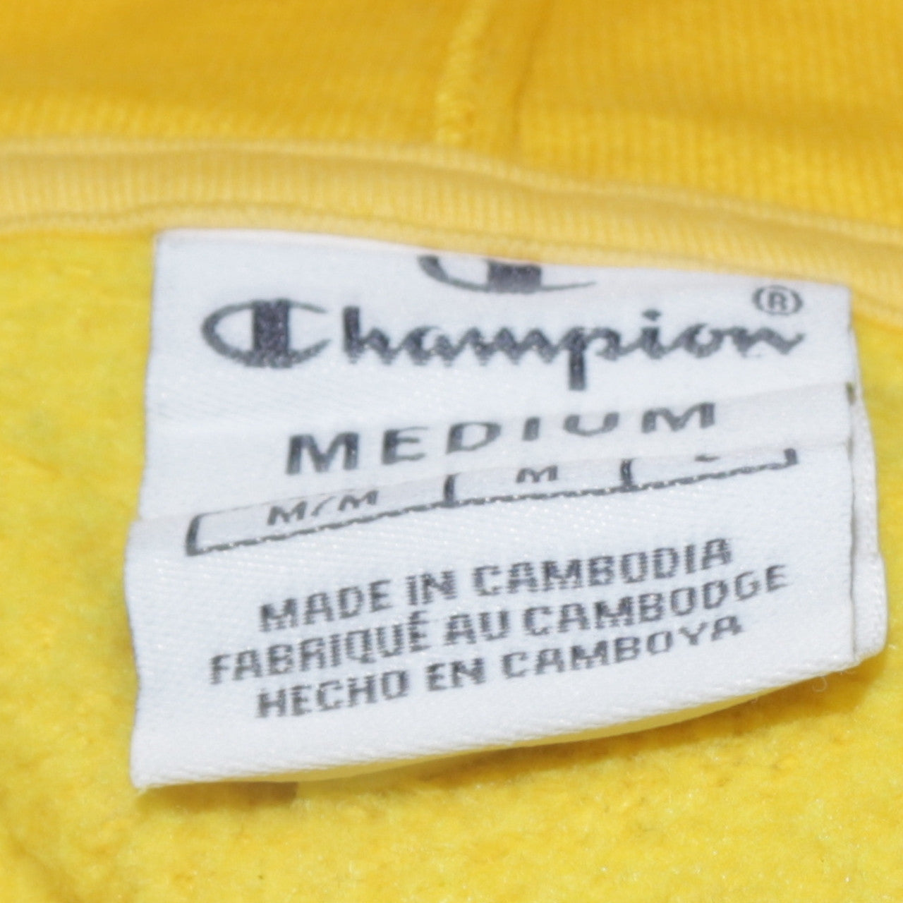 Champion Womens Yellow Pullover Hoodie Medium Logo Tape Casual
