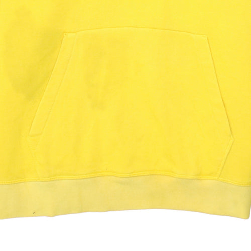 Champion Womens Yellow Pullover Hoodie Medium Logo Tape Casual