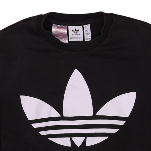 Adidas Boys Black Crew Neck Logo Pullover Sweatshirt 14-15 Years