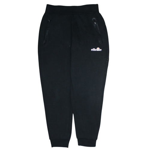 Ellesse Men Black Jogger Trousers L Regular Fleece Logo Zip Pockets