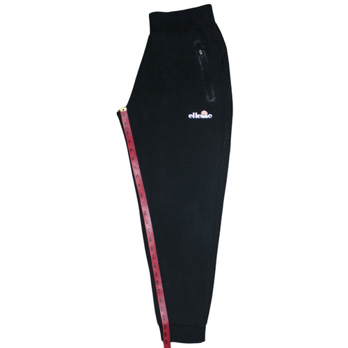 Ellesse Men Black Jogger Trousers L Regular Fleece Logo Zip Pockets