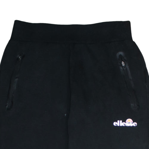 Ellesse Men Black Jogger Trousers L Regular Fleece Logo Zip Pockets